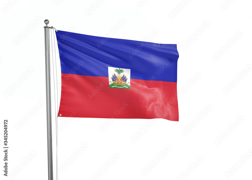 Haiti flag waving isolated on white 3D illustration Haiti flag waving isolated on white 3D illustration