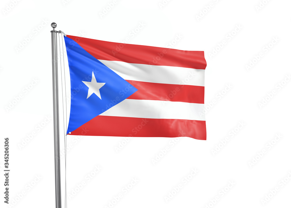 Puerto Rico flag waving isolated on white 3D illustration Puerto Rico flag waving isolated on white 3D illustration