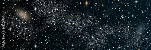 Night sky vector background with star cluster, nebula and galaxies
