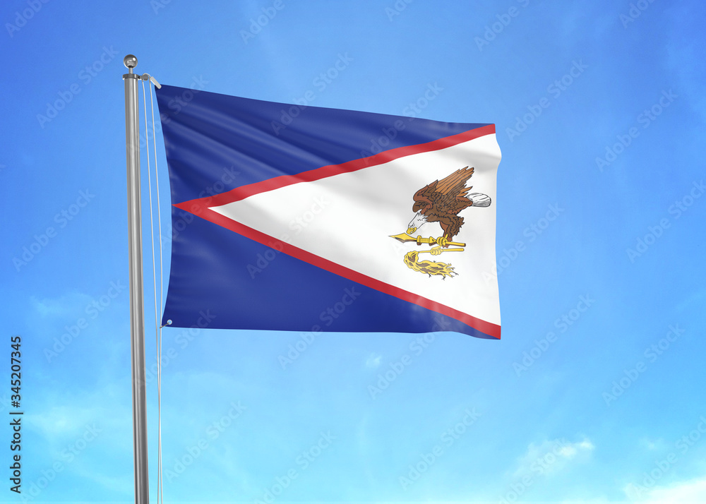 American Samoa flag waving sky background 3D illustration