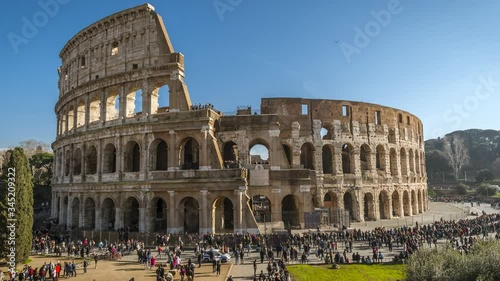 ROME, LAZIO / ITALY - JANUARY 02 2020: Colosseum before COVID-19