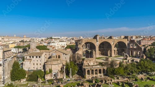 ROME, LAZIO / ITALY - JANUARY 02 2020: Rome forum view from the top