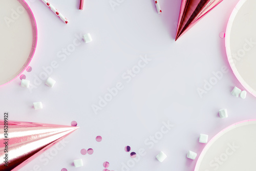 frame of birthday party supplies