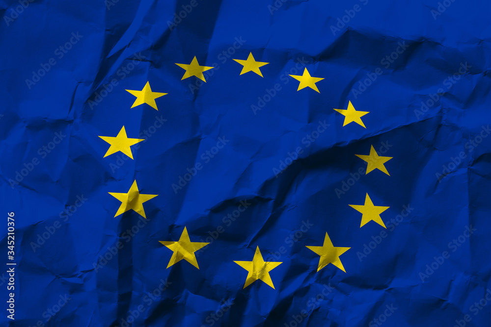 European flag on crumpled paper European flag on crumpled paper