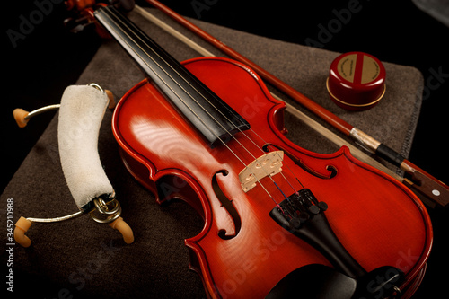 Close up of a beautiful violin set 