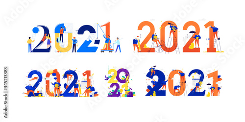 Office staff are preparing to celebrate the new year 2021.  Businessmen communicate among large numbers. New year is new business plans. Save investment and search for creative ideas.