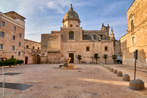 Small Square and Fountain in Front of Saint Teresa's Church - Chiesa di Santa Teresa at Monopoli - Apulia - Puglia - Italy