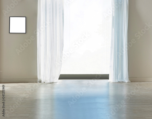 empty room interior with concrete wall and wood floor