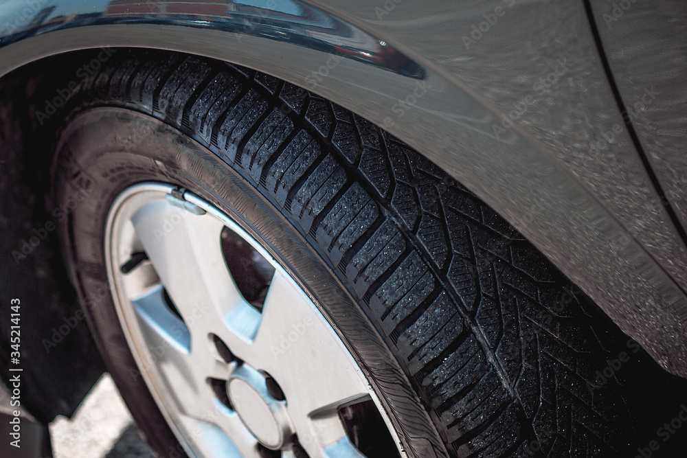 Close up of automobiles tire 