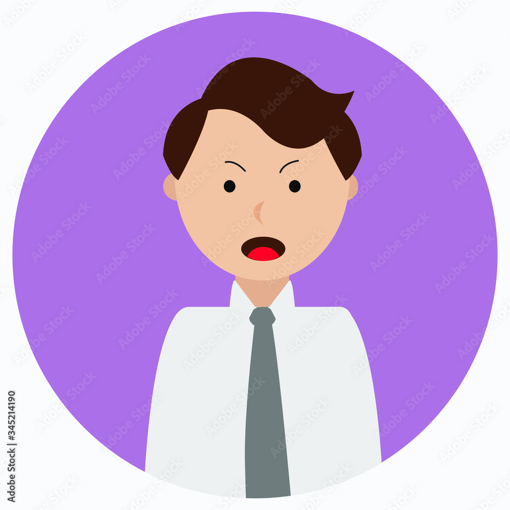 Illustration Vector Graphic Of Man in flat design Angry Expression. Perfect For Emoticon. Illustration Vector Graphic Of Man in flat design Angry Expression. Perfect For Emoticon.