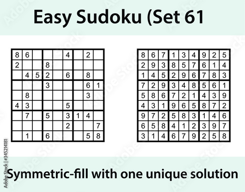 Vector Sudoku puzzle with solution - easy difficulty level