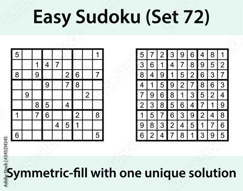 Vector Sudoku puzzle with solution - easy difficulty level