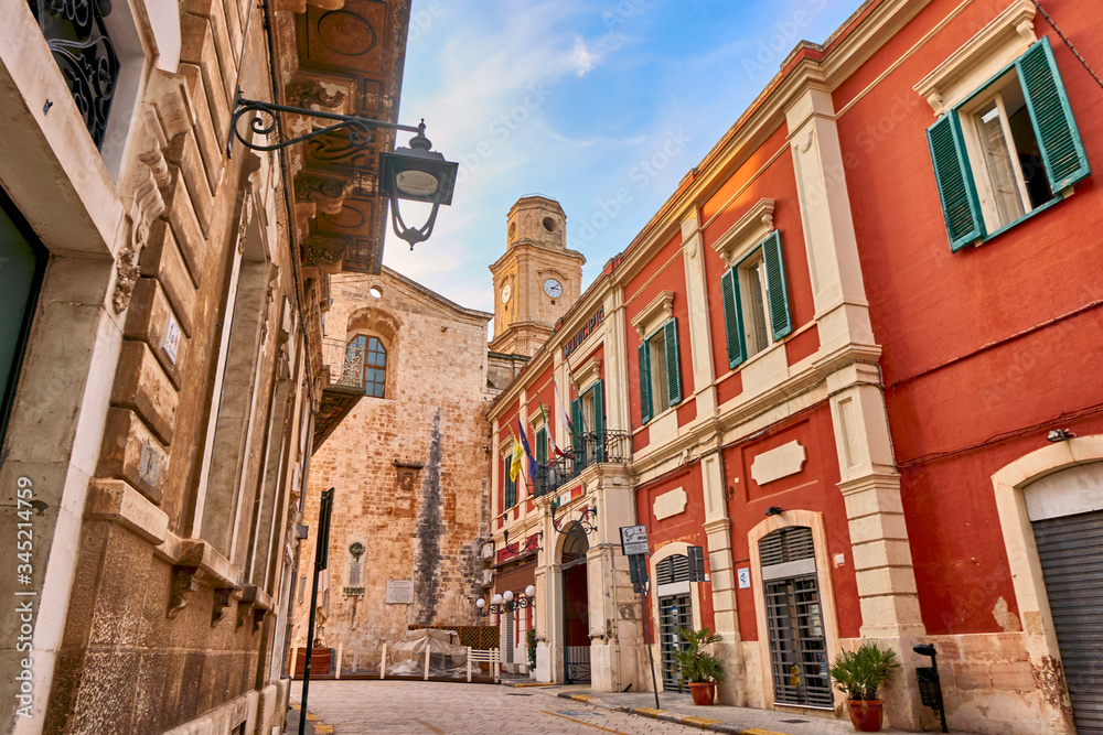 City Hall And Typical Apulian Buildings At Monopoli - Apulia - Puglia - Italy