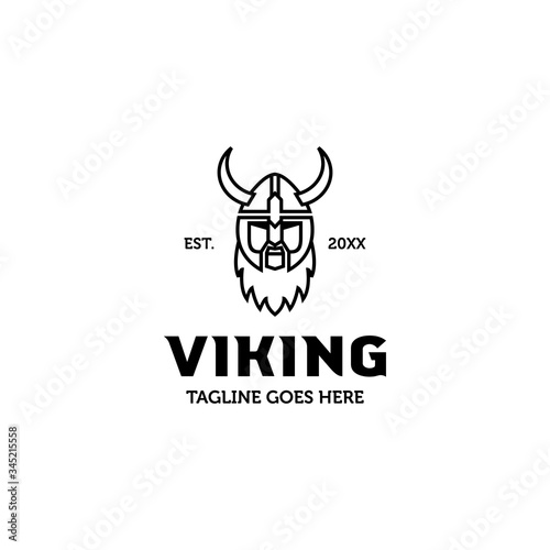 viking head face helmet warrior logo icon vector template