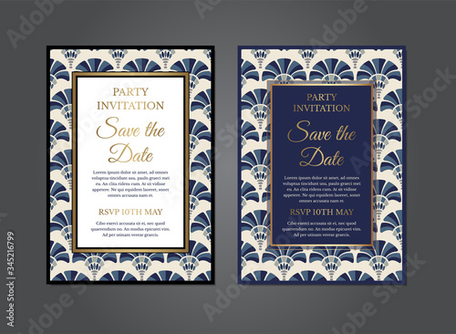 Blue Oldschool Art Deco Invitation Design
