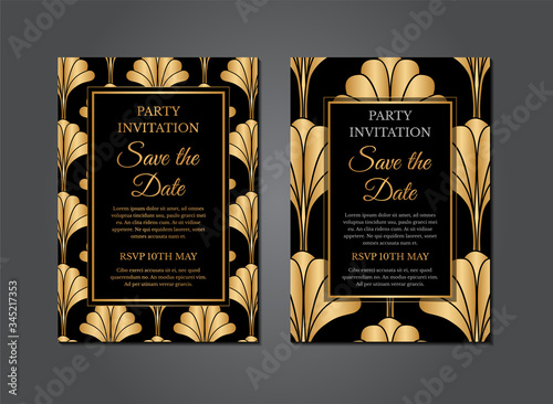 Art Deco Invitation Design in Gold and Black
