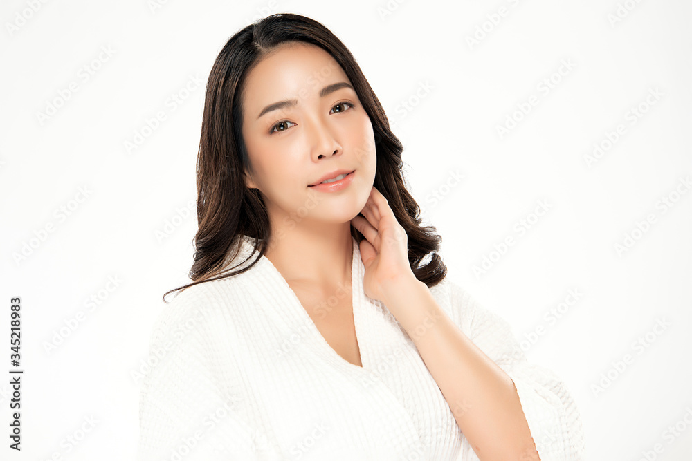 Beautiful Young Asian Woman with Clean Fresh Skin. Face care, Facial treatment, Cosmetology, beauty and healthy skin and cosmetic concept, woman beauty skin isolated on white background Beautiful Young Asian Woman with Clean Fresh Skin. Face care, Facial treatment, Cosmetology, beauty and healthy skin and cosmetic concept, woman beauty skin isolated on white background