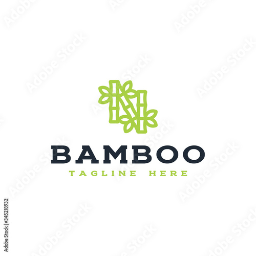 Modern Nature Logo Design Template, Bamboo and Leaf, Initial Letter N Line Art