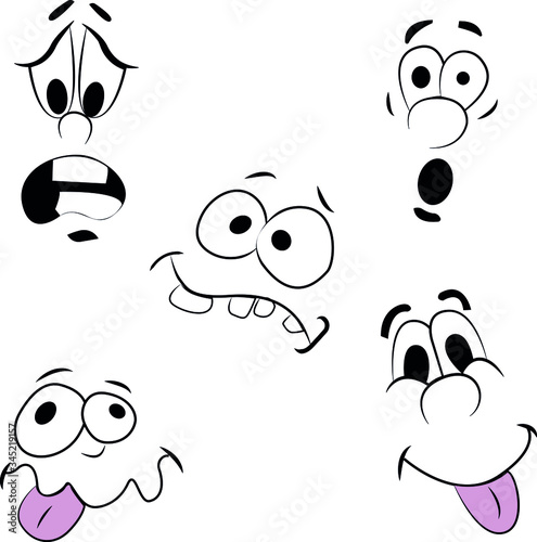 Set Cartoon Face In Vector High quality original trendy vector set of cartoon eyes.