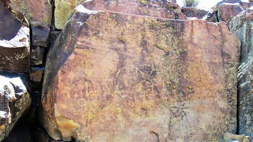 Petroglyphs seen in a canyon where native indians once lived