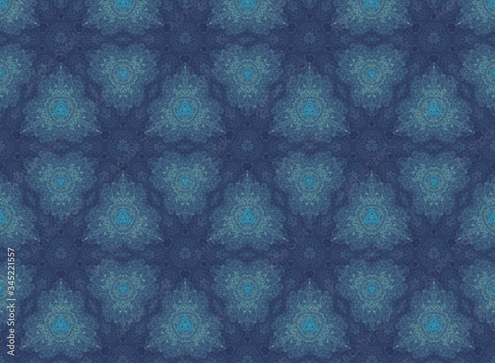 seamless pattern with blue flowers on textile textured background 