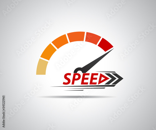 Speed, vector logo racing event, with the main elements of the modification speedometer