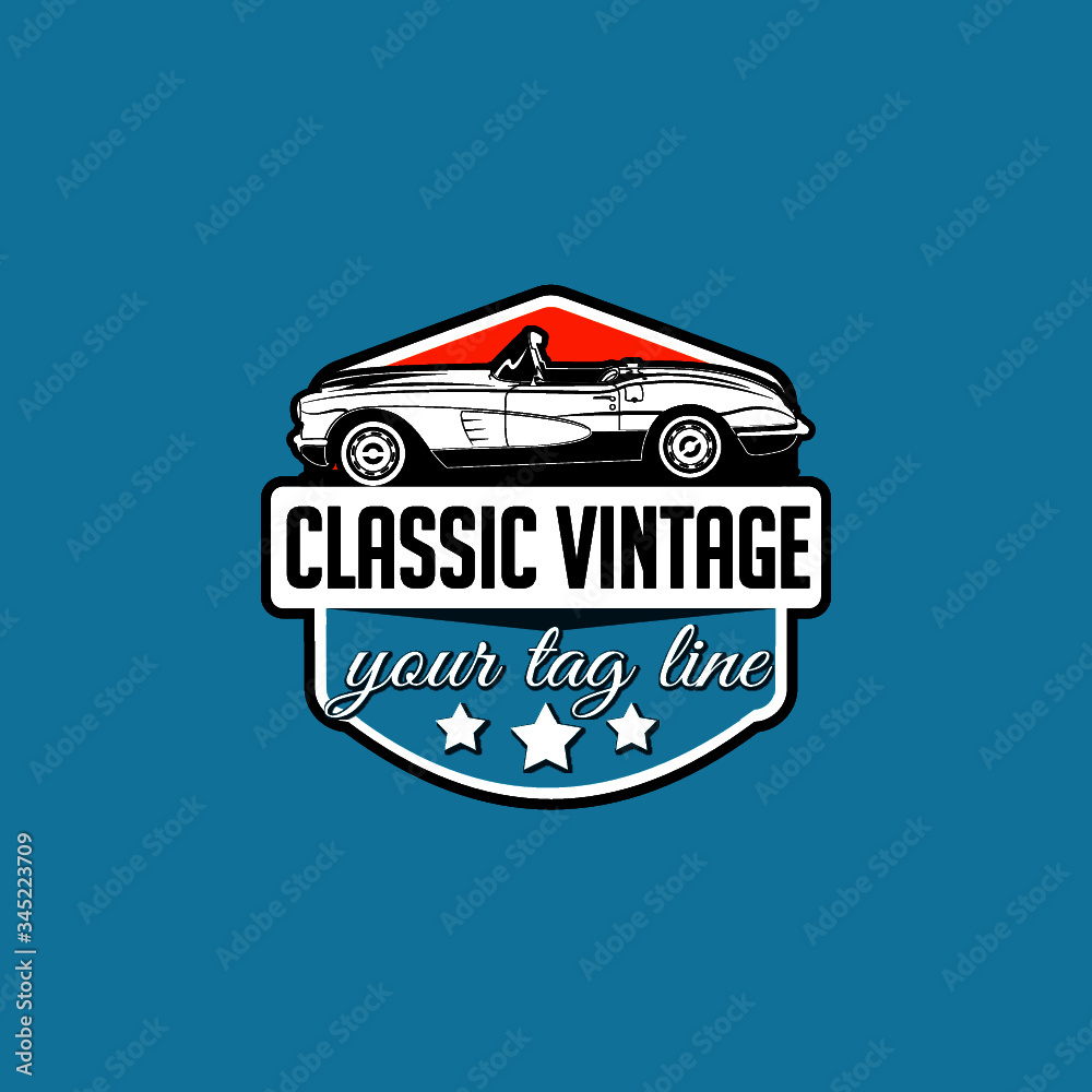 logotipo vintage de agencia de vehículos clásicos