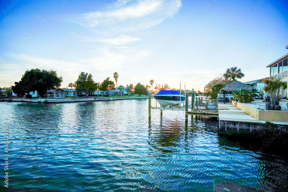 Florida luxury waterfront house landscape