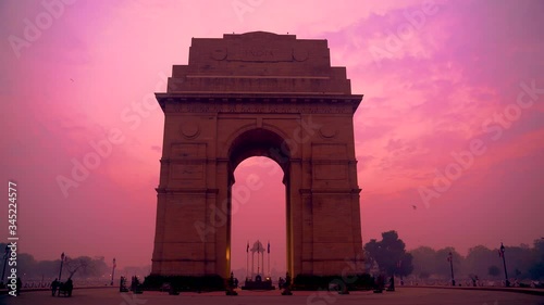 The India Gate is a war memorial located astride the Rajpath photo