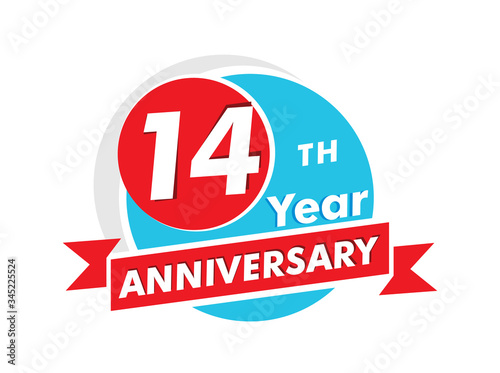 14 years anniversary logotype. Celebration 14th anniversary celebration design