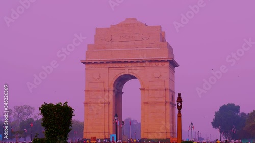 The India Gate is a war memorial located astride the Rajpath photo
