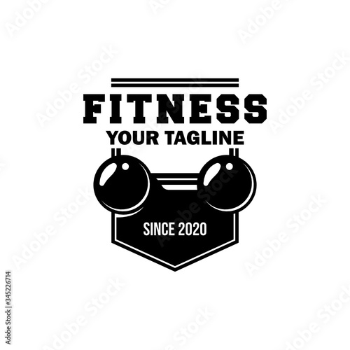People weightlifting fitness CrossFit exercise simple and minimalist vintage logo design template