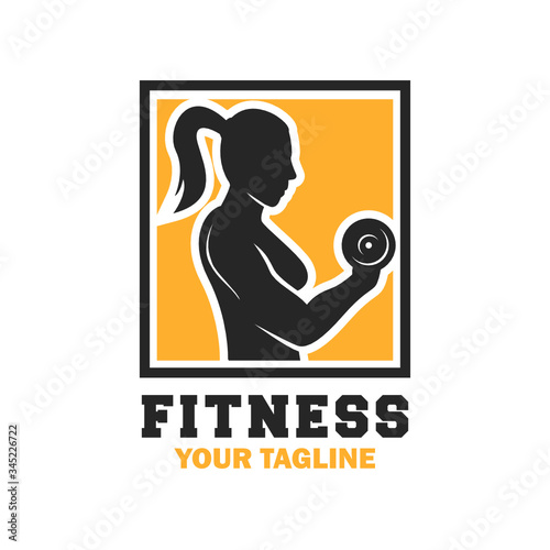 People weightlifting fitness CrossFit exercise simple and minimalist vintage logo design template