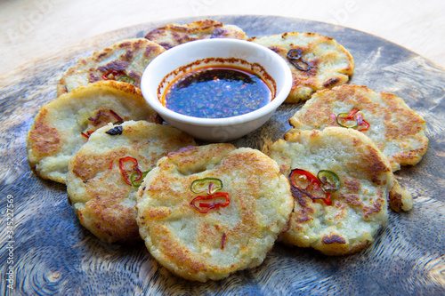 Potato pancake which is called gamjajeon in Korea photo