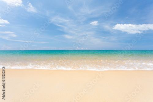 Landscape summer beach background  with sunny sky at the sea in Phuket Thailand.