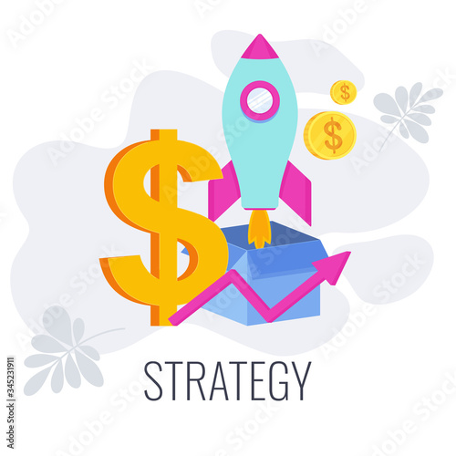 Strategy infographics pictogram. Flat vector cartoon illustration.