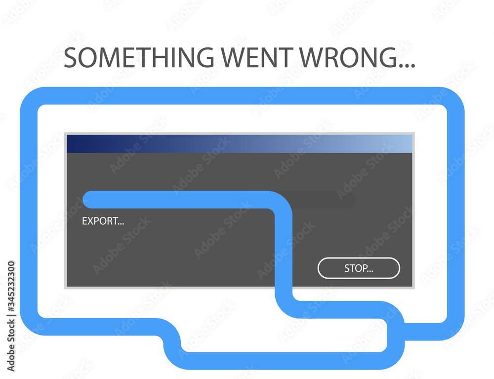 screensaver, illustration. An error occurred while exporting the object in the program. Incorrect operation of the application. Isolated vector on white background screensaver, illustration. An error occurred while exporting the object in the program. Incorrect operation of the application. Isolated vector on white background