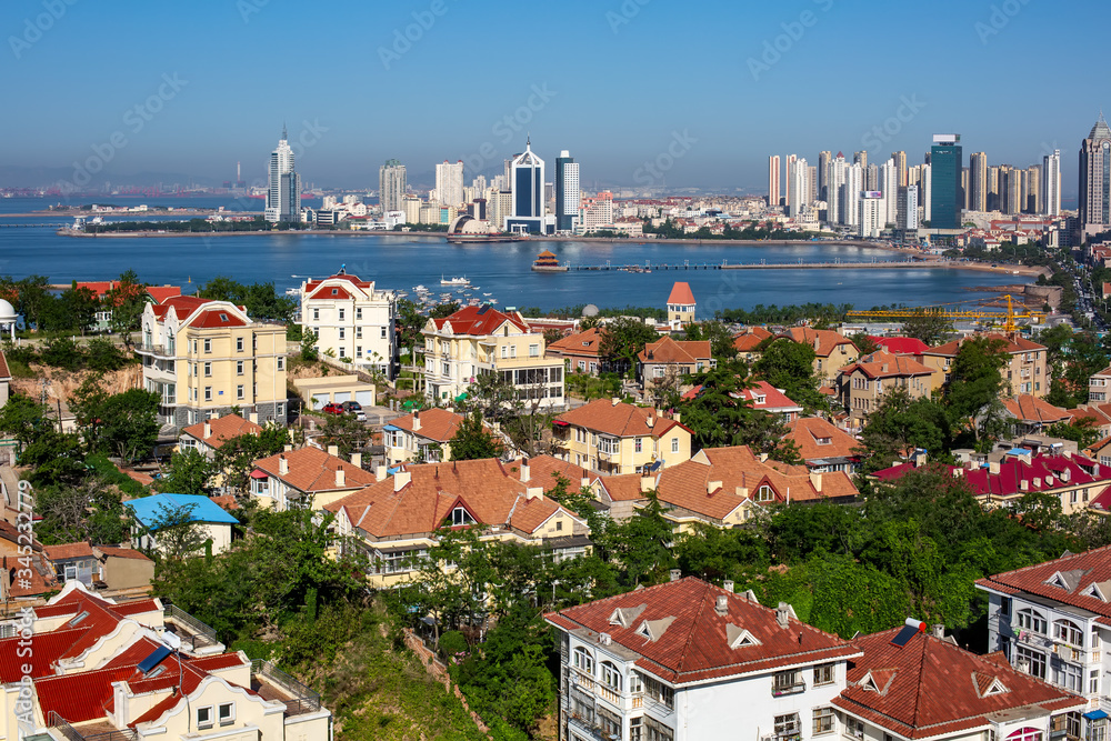 Urban architectural landscape of Qingdao, China..