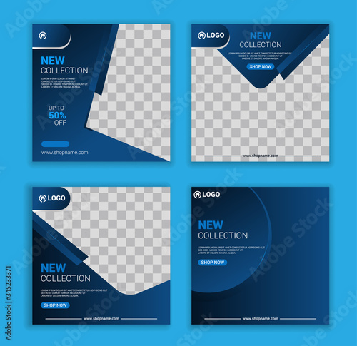 New collection social media banner template set. Modern social media post bundle vector, Design editable template for social media stories and posts