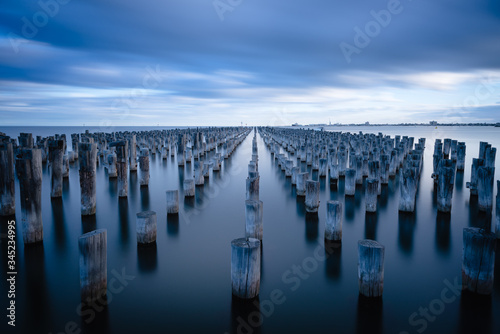 Rows of pylons at Princes Pier, Port Melbourne