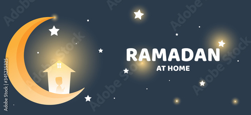Religion concept. Ramadan be blessed worship at home coronavirus protection social distancing. Stop coronavirus or covid-19 outbreak. vector illustration stay at home.