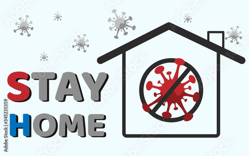 stay at home awareness social distancing campaign, Stop coronavirus or Covid-19 outbreak. family smiling and staying together at home. Stay home stay safe. health and medical vector illustration.