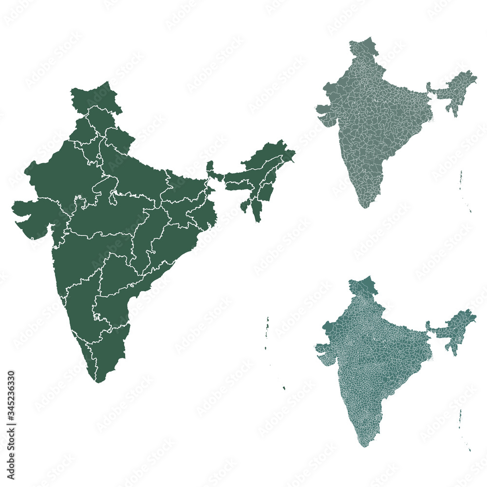 India map outline administrative regions vector template for ...