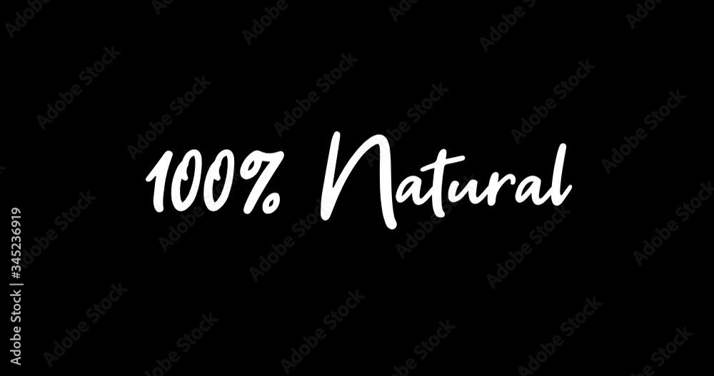 100% Natural White Color Cursive Font Transition on Green Background Stock Video