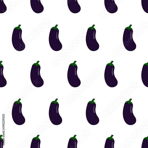 Ripe eggplant. Vector flat illustration. Seamless pattern.
