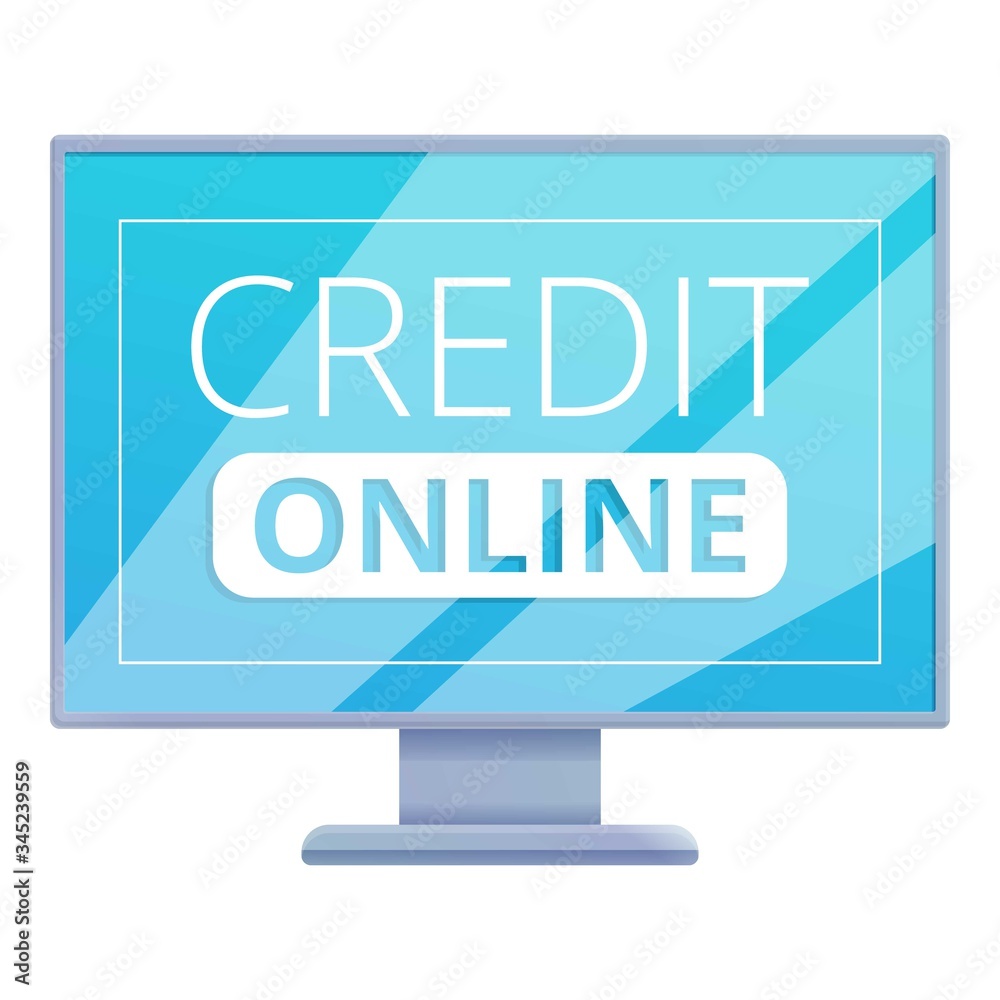 Monitor online credit icon. Cartoon of monitor online credit vector icon for web design isolated on white background Monitor online credit icon. Cartoon of monitor online credit vector icon for web design isolated on white background