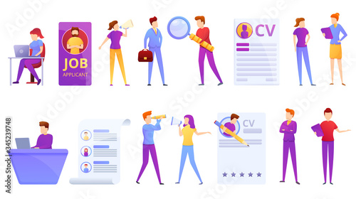 Headhunter icons set. Cartoon set of headhunter vector icons for web design