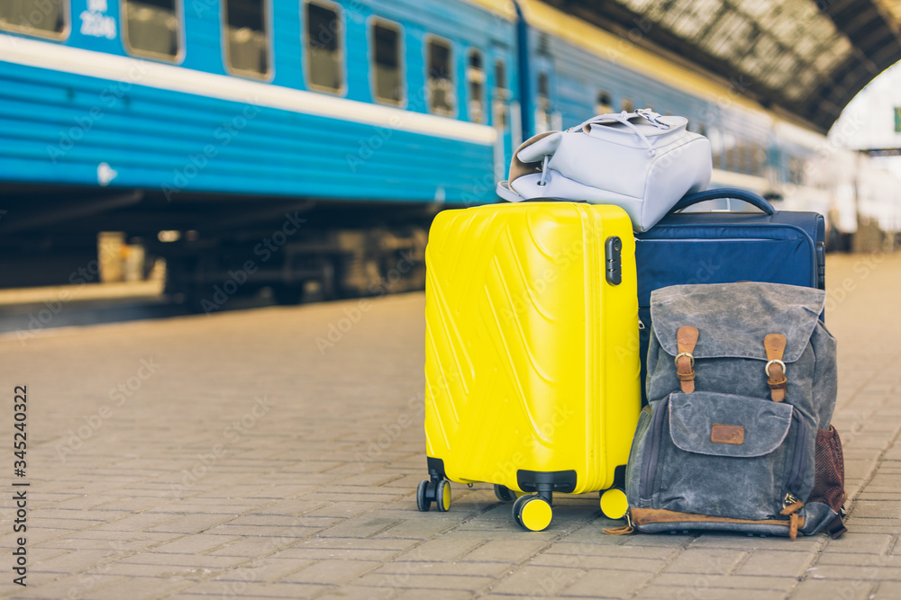 view of bags and suitcases at railway station platform
