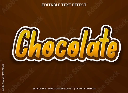 chocolate  text effect template with bold text and cartoon style use for brand label and logotype 