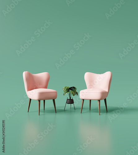 Fototapeta Naklejka Na Ścianę i Meble -  Creative interior chair design. Minimal color concept. 3d rendering